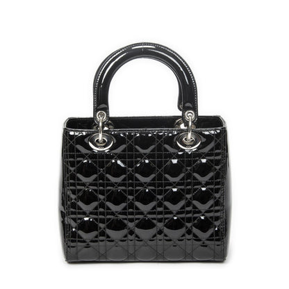 Dior Medium Lady Dior Zip Black Cannage Patent Leather Handbag — view 5