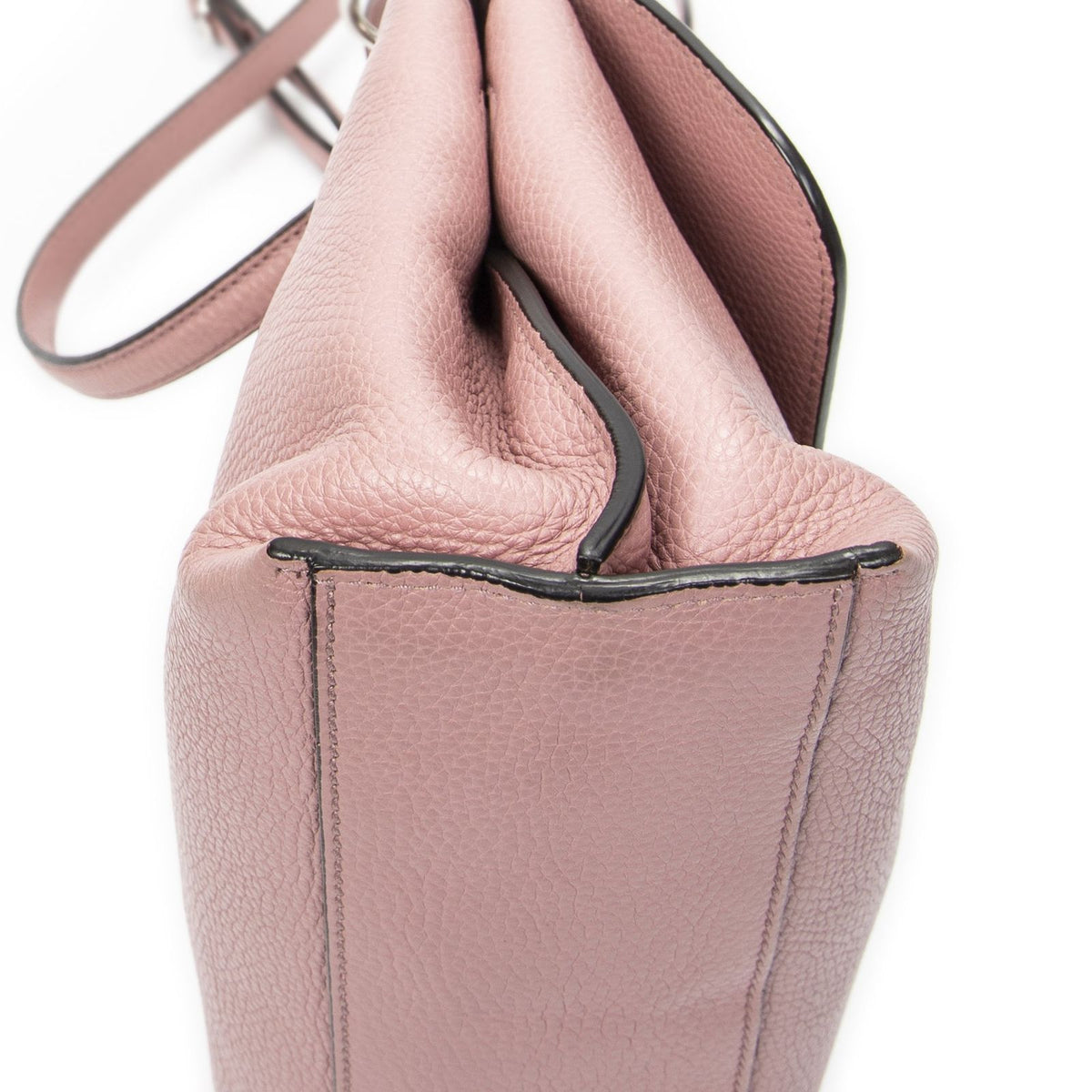 Gucci Small Bamboo Top Handle Flap Bag Pink Grain Calfskin Leather — view 7