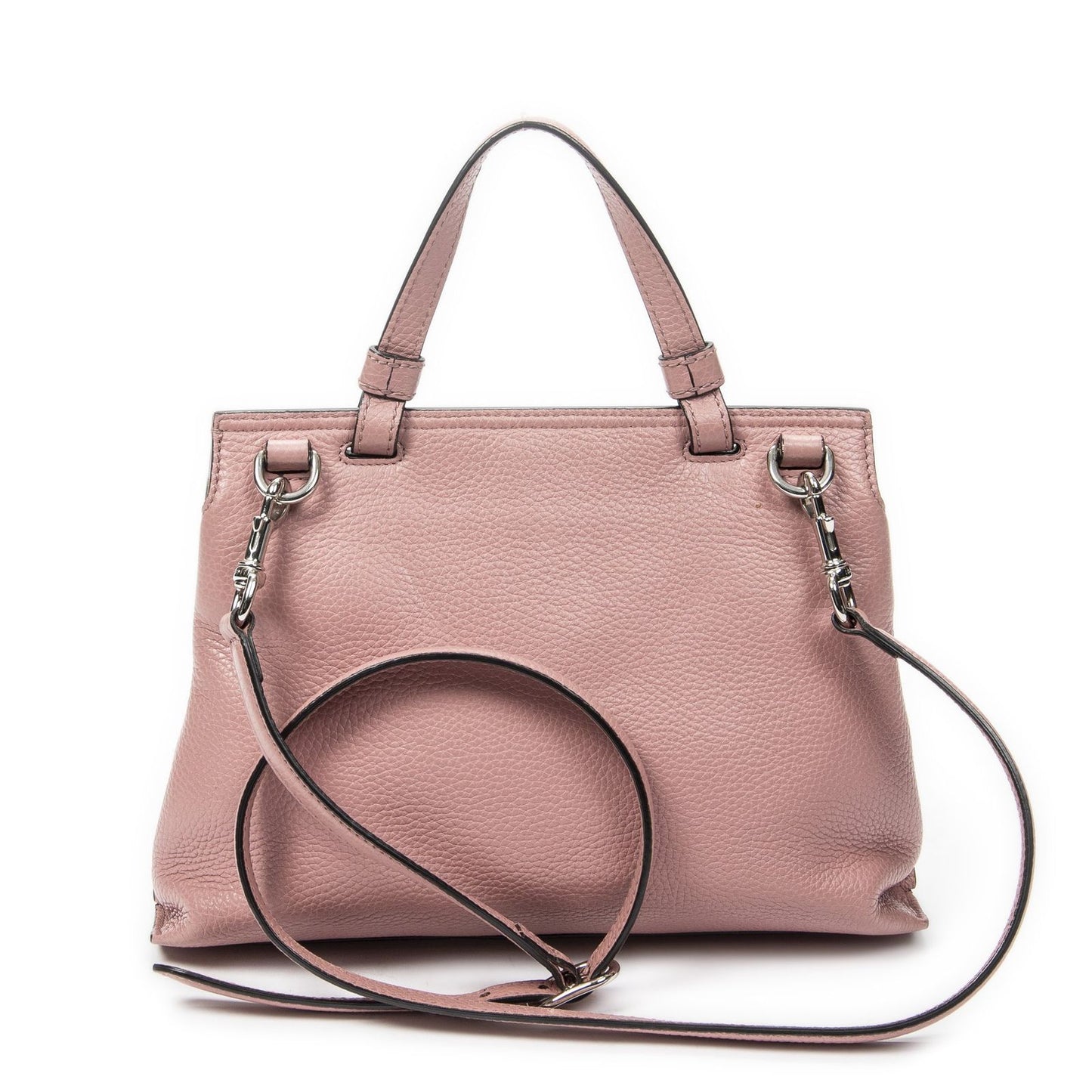 Gucci Small Bamboo Top Handle Flap Bag Pink Grain Calfskin Leather — view 5
