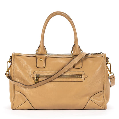 Prada Medium Bauletto Boston Light Brown Vitello Phoenix Shoulder Bag — view 5
