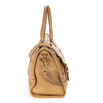 Prada Medium Bauletto Boston Light Brown Vitello Phoenix Shoulder Bag — view 4