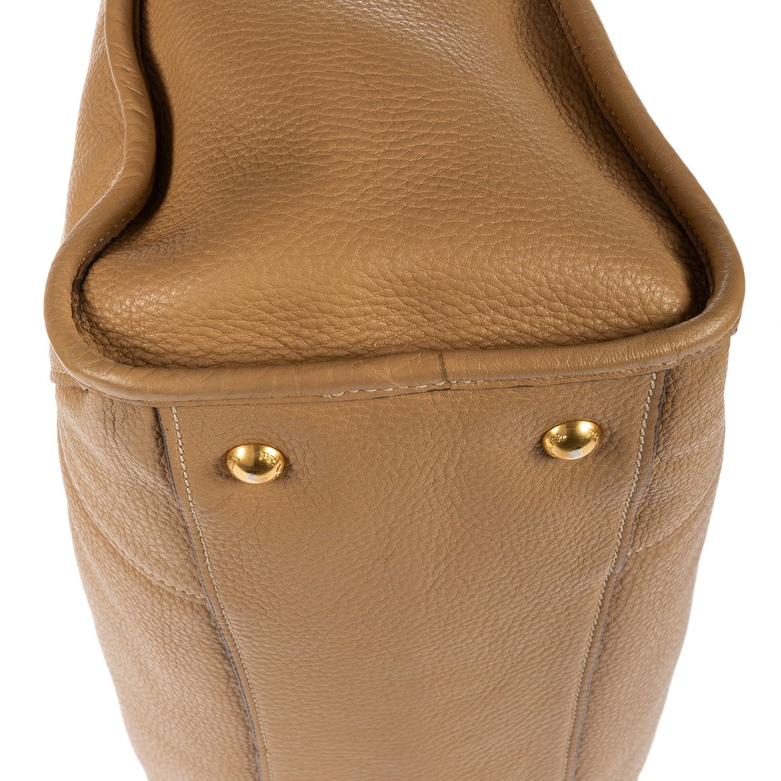 Prada Medium Bauletto Boston Light Brown Vitello Phoenix Shoulder Bag — view 7