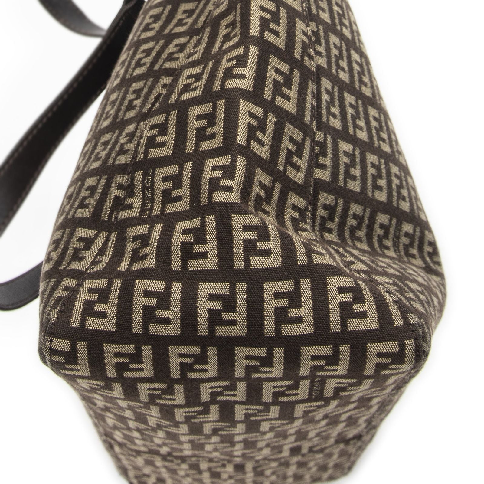 Fendi Square Zip Tote Dark Brown Zucchino Canvas — view 7