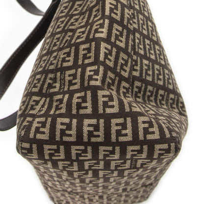 Fendi Square Zip Tote Dark Brown Zucchino Canvas — view 7