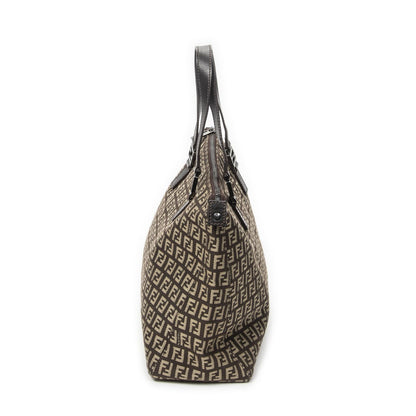 Fendi Square Zip Tote Dark Brown Zucchino Canvas — view 3