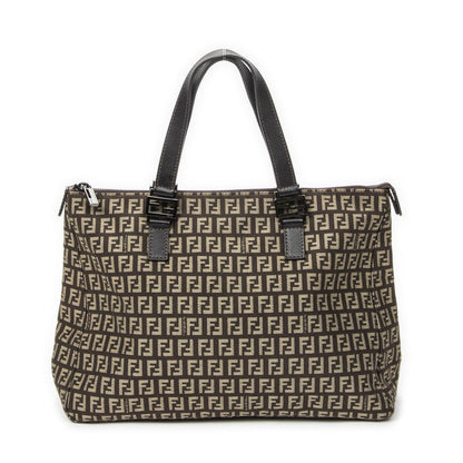 Fendi Square Zip Tote Dark Brown Zucchino Canvas