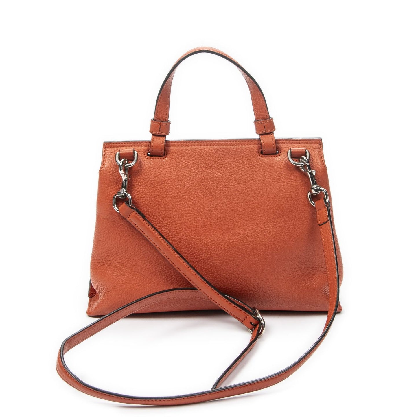 Gucci Small Bamboo Top Handle Flap Bag Orange Grain Calfskin Leather — view 5