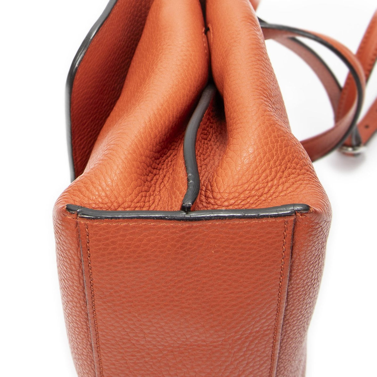 Gucci Small Bamboo Top Handle Flap Bag Orange Grain Calfskin Leather — view 8