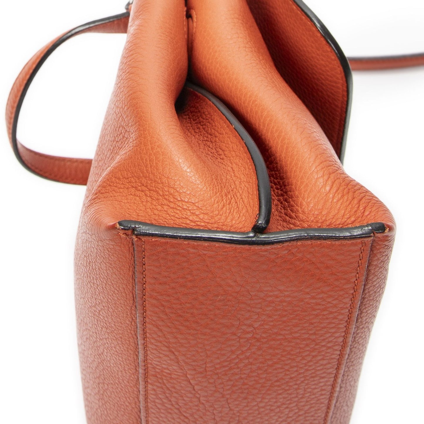 Gucci Small Bamboo Top Handle Flap Bag Orange Grain Calfskin Leather — view 7