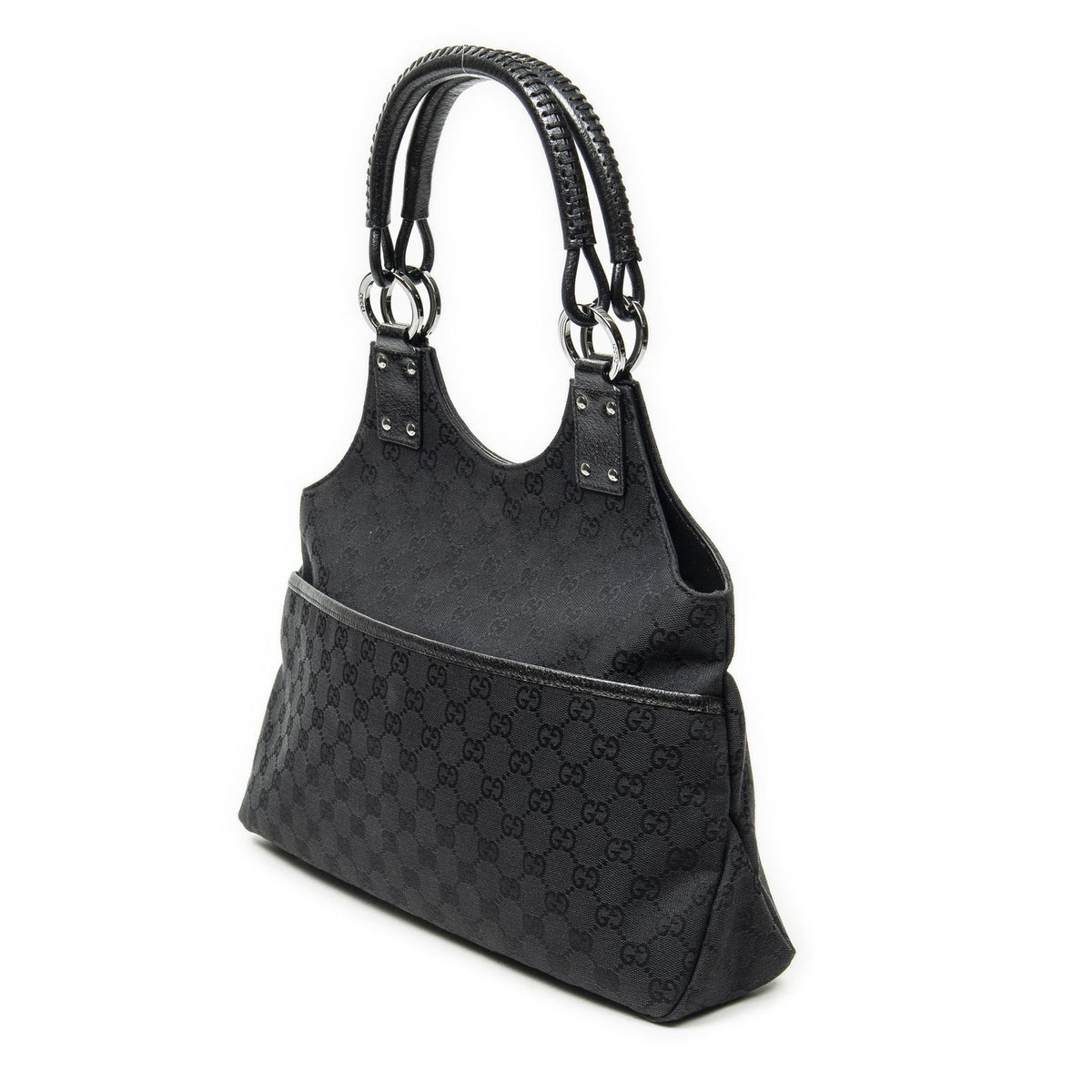 Gucci Medium Boy Black GG Canvas Shoulder Bag — view 2