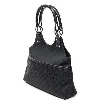 Gucci Medium Boy Black GG Canvas Shoulder Bag — view 2