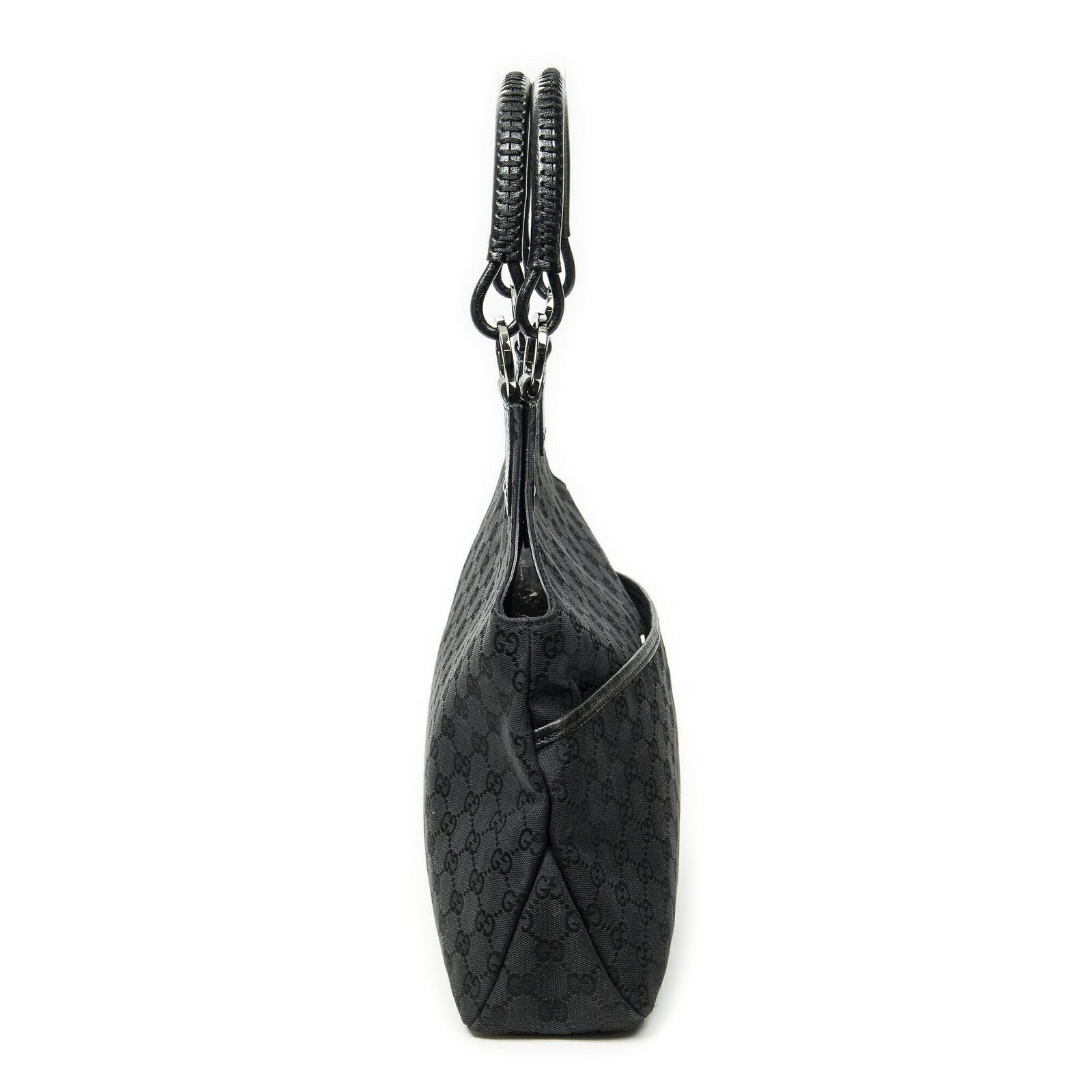 Gucci Medium Boy Black GG Canvas Shoulder Bag — view 4