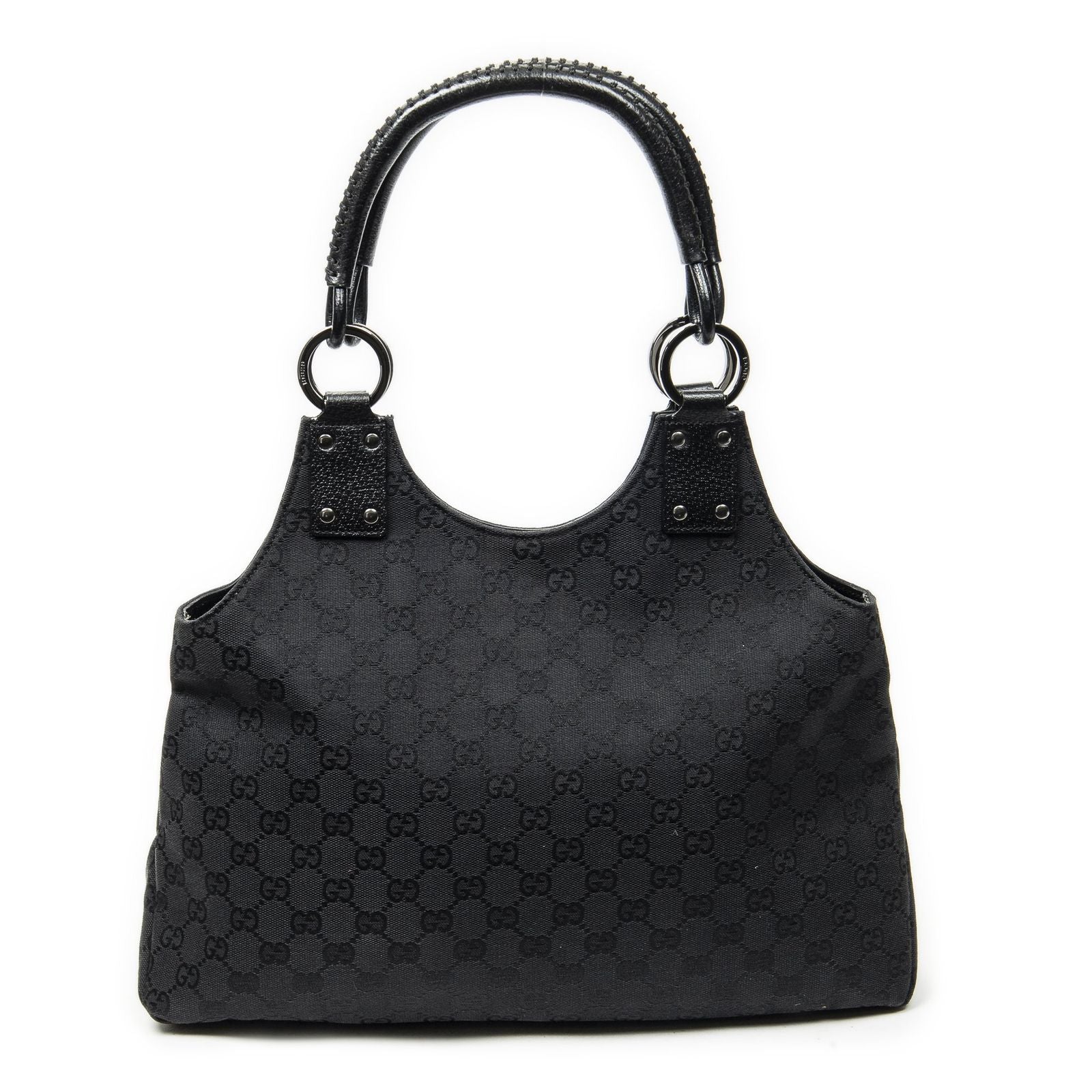 Gucci Medium Boy Black GG Canvas Shoulder Bag — view 5