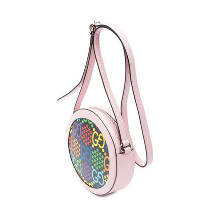Gucci Mini GG Round Cross Belt Bag Pink Gray Leather — view 2