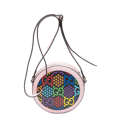 Gucci Mini GG Round Cross Belt Bag Pink Gray Leather — view 5