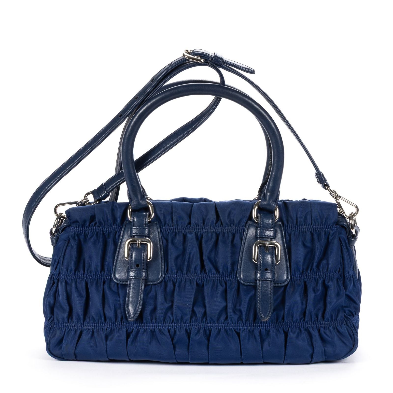 Prada Zip Shopping Tote Navy Tessuto Gaufre Canvas — view 5
