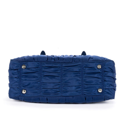 Prada Zip Shopping Tote Navy Tessuto Gaufre Canvas — view 6