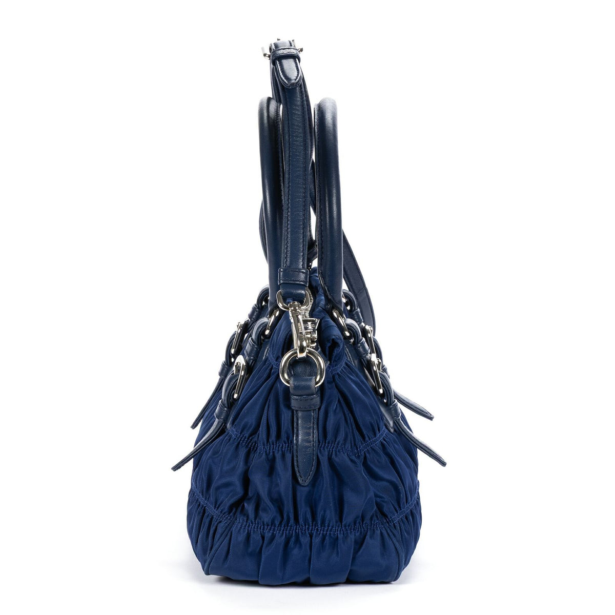 Prada Zip Shopping Tote Navy Tessuto Gaufre Canvas — view 4