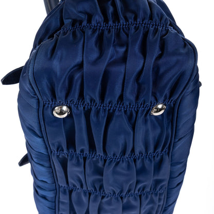 Prada Zip Shopping Tote Navy Tessuto Gaufre Canvas — view 8
