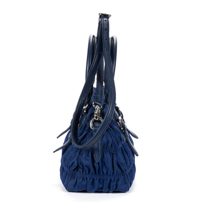Prada Zip Shopping Tote Navy Tessuto Gaufre Canvas — view 3