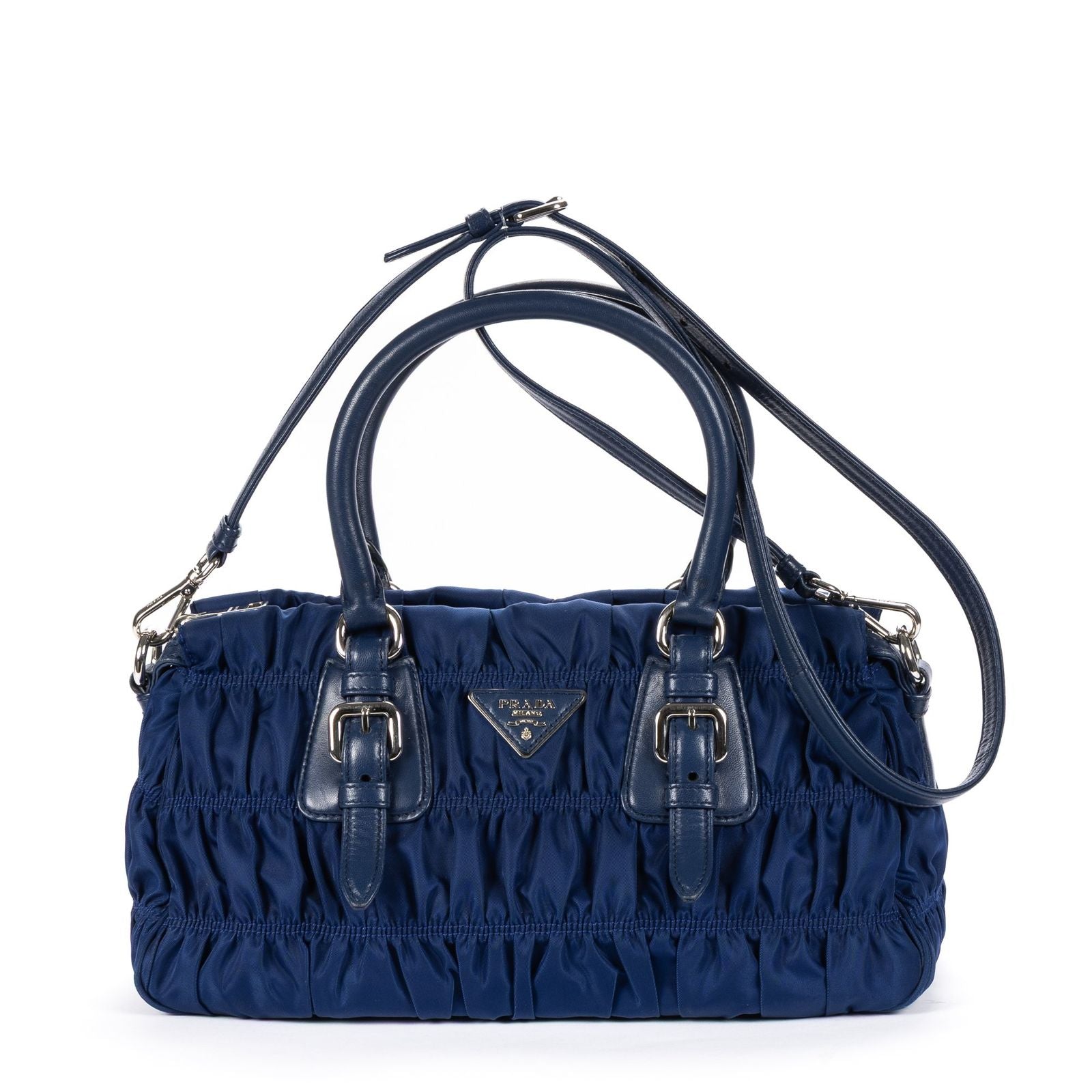 Prada Zip Shopping Tote Navy Tessuto Gaufre Canvas