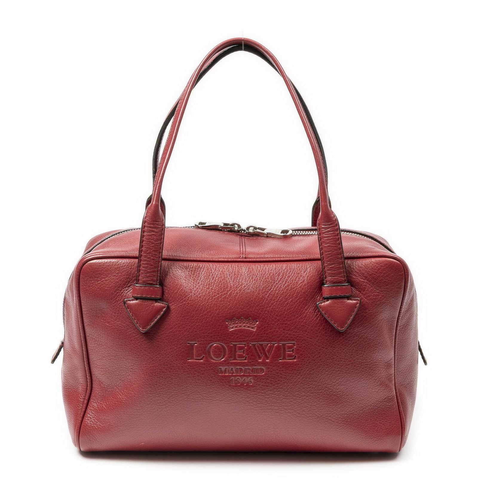 Loewe Small Heritage Boston Red Calfskin Leather Shoulder Bag