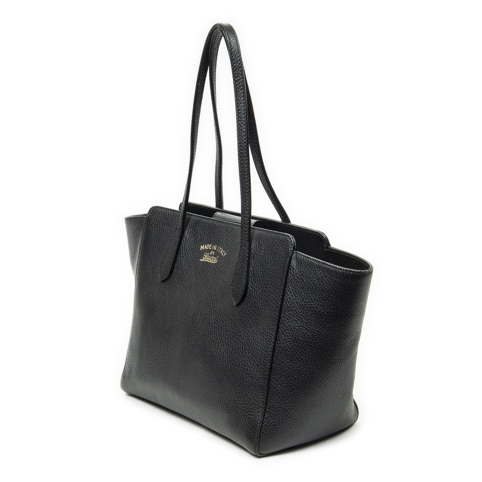 Gucci Small Swing Tote Black Grain Calfskin Leather — view 2