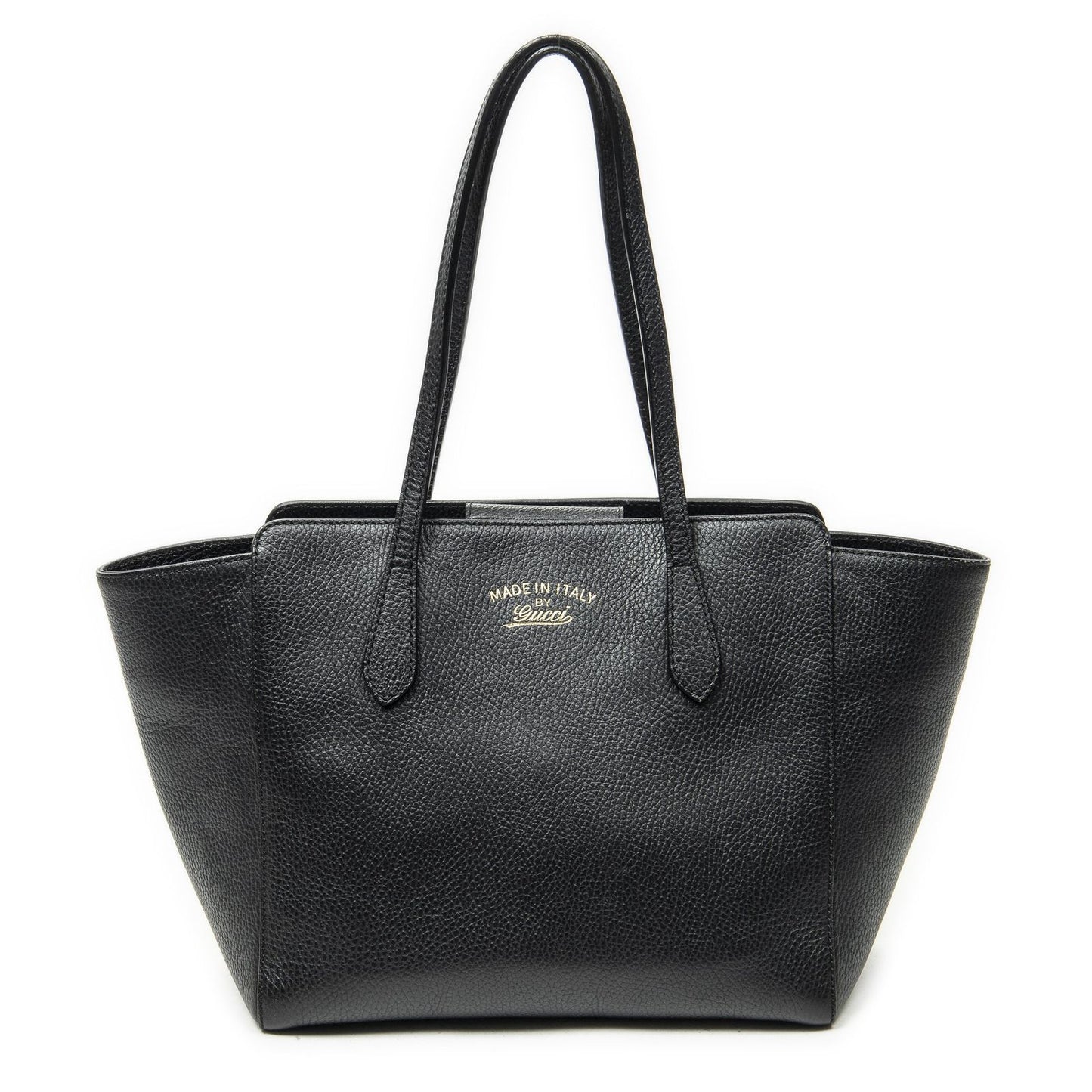 Gucci Small Swing Tote Black Grain Calfskin Leather