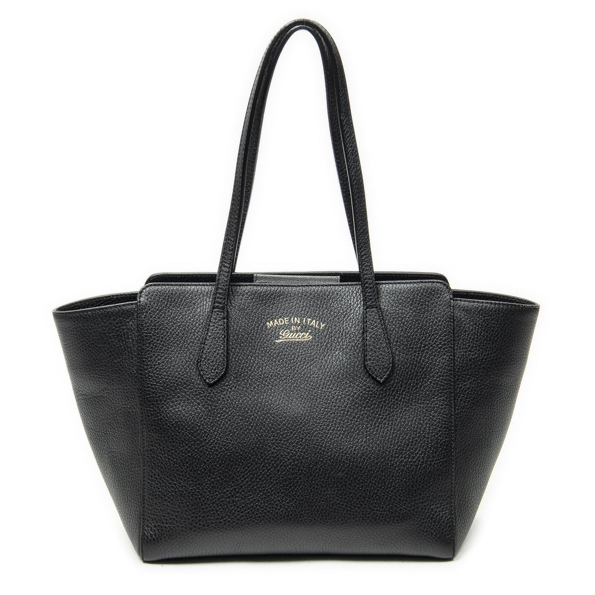 Gucci Small Swing Tote Black Grain Calfskin Leather