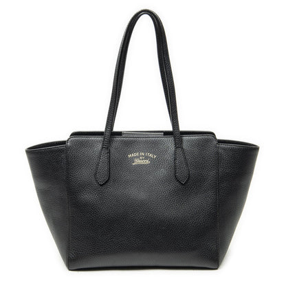 Gucci Small Swing Tote Black Grain Calfskin Leather