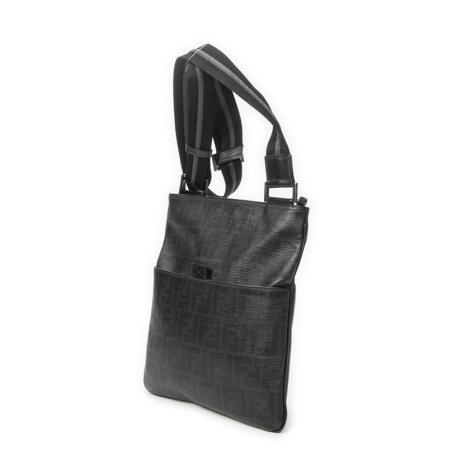 Fendi Zip Messenger Black Gray Resin Zucca Canvas — view 2