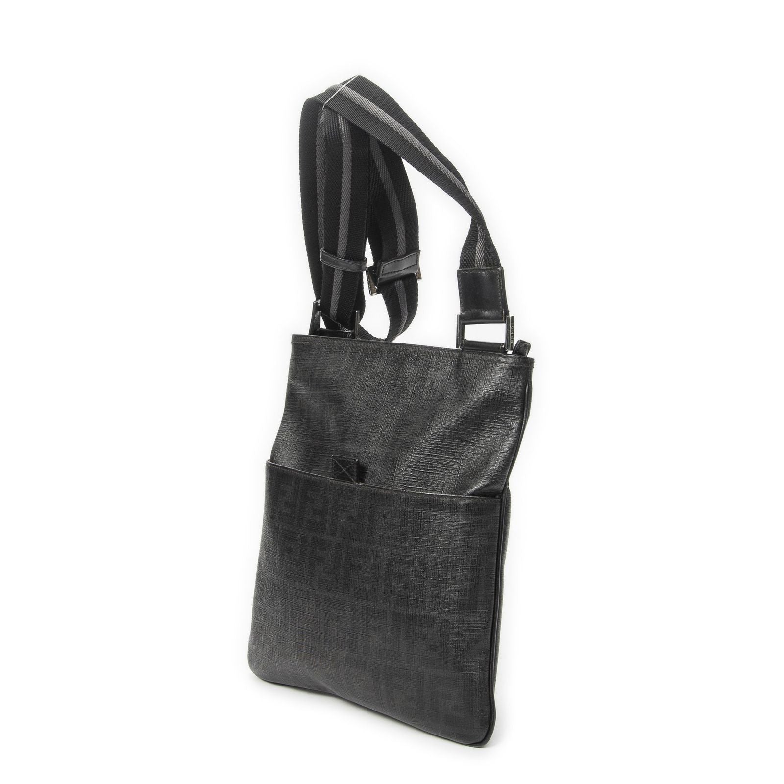 Fendi Zip Messenger Black Gray Resin Zucca Canvas — view 2