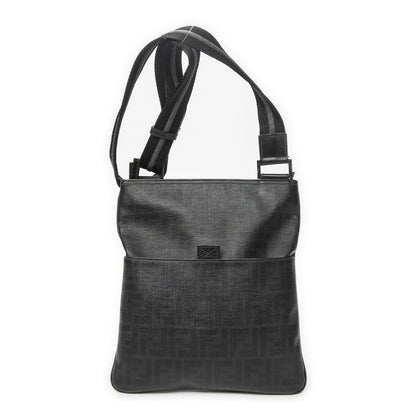 Fendi Zip Messenger Black Gray Resin Zucca Canvas