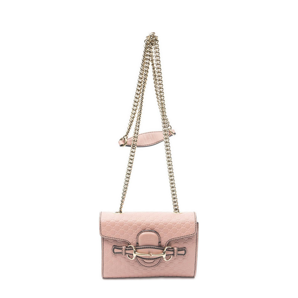 Gucci Small Emily Chain Bag Pink Micro Guccissima Leather