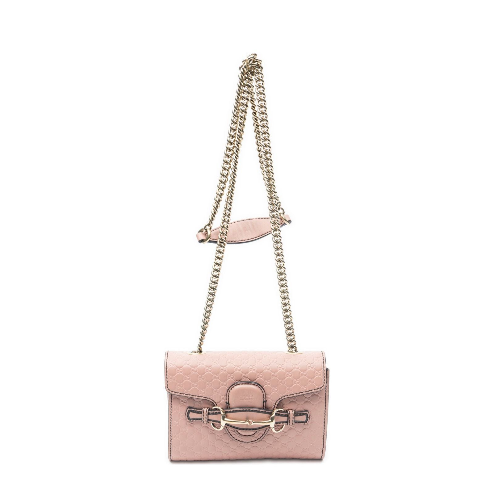 Gucci Small Emily Chain Bag Pink Micro Guccissima Leather