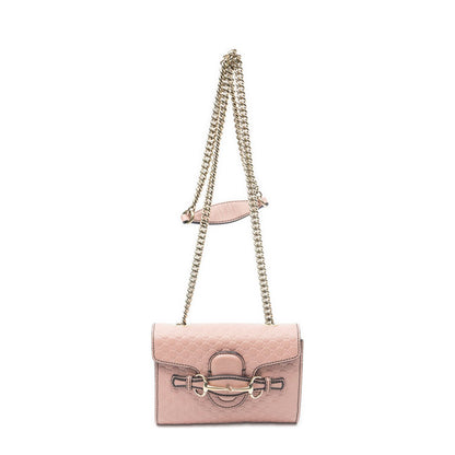 Gucci Small Emily Chain Bag Pink Micro Guccissima Leather