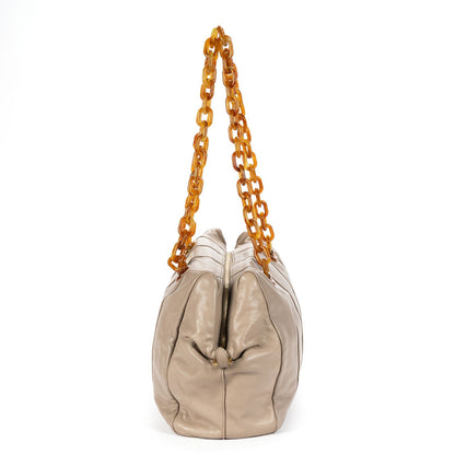 Prada Pomiche Chain Handle Hobo Gray Calfskin Leather — view 3