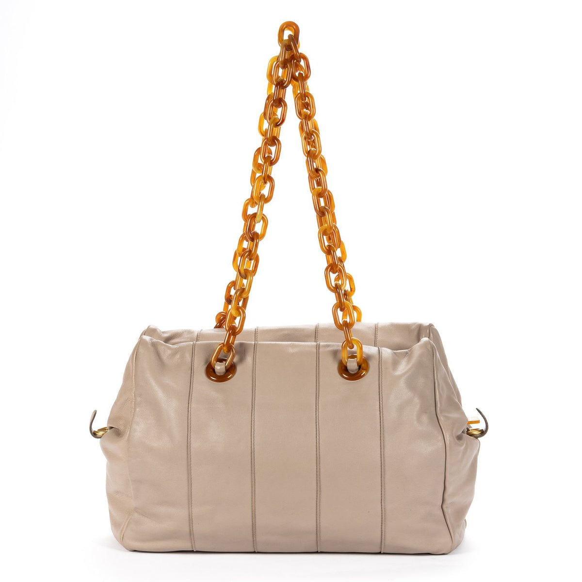 Prada Pomiche Chain Handle Hobo Gray Calfskin Leather — view 5