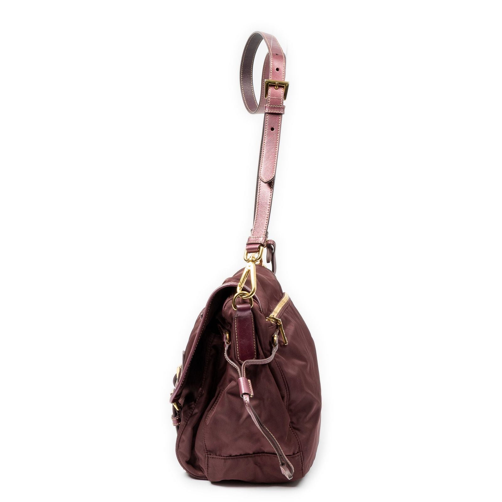 Prada Buckle Flap Messenger Bag Purple Nylon Canvas — view 3