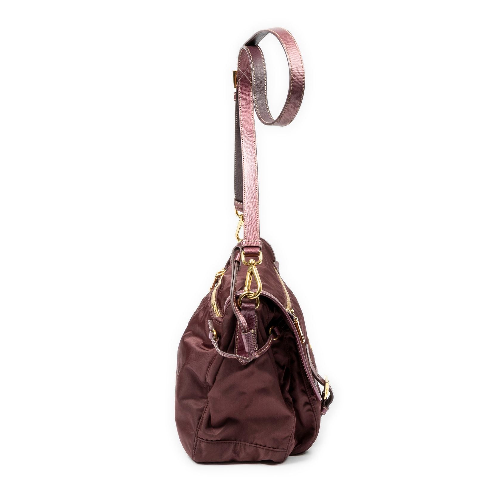 Prada Buckle Flap Messenger Bag Purple Nylon Canvas — view 4