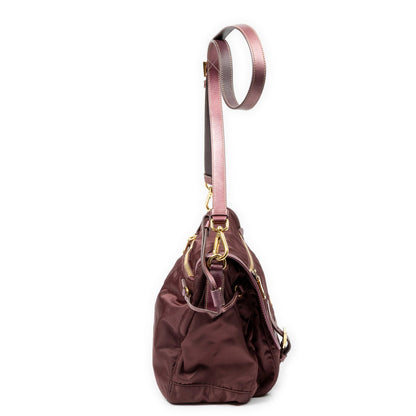 Prada Buckle Flap Messenger Bag Purple Nylon Canvas — view 4