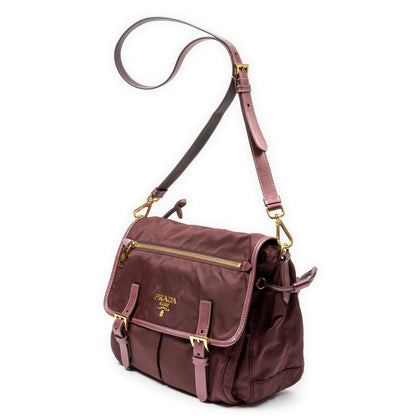 Prada Buckle Flap Messenger Bag Purple Nylon Canvas — view 2