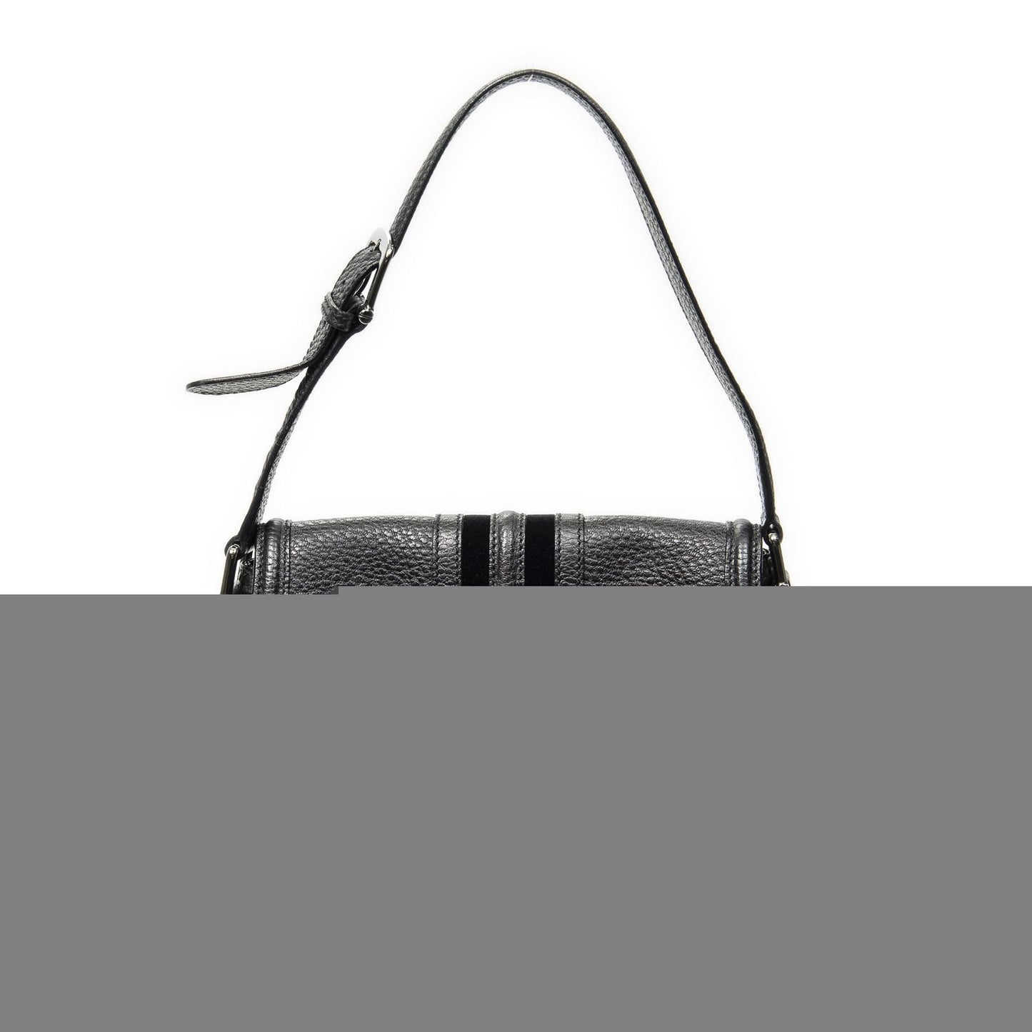 Gucci Web Treasure Flap Bag Black Grain Calfskin Leather