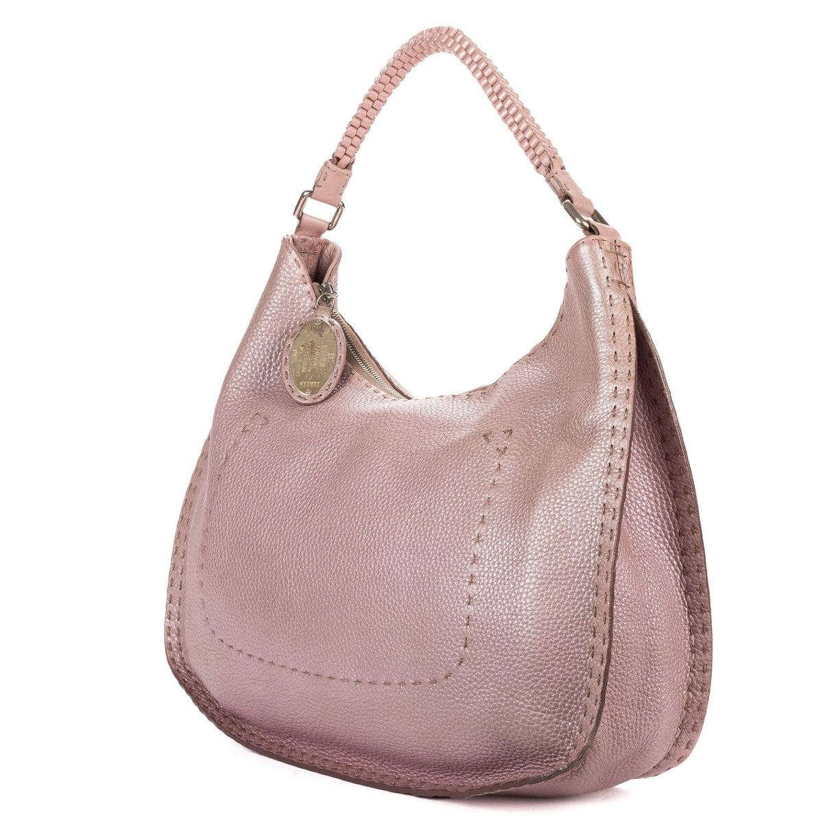 Fendi Selleria Zip Hobo Metallic Purple Grain Calfskin Leather — view 2