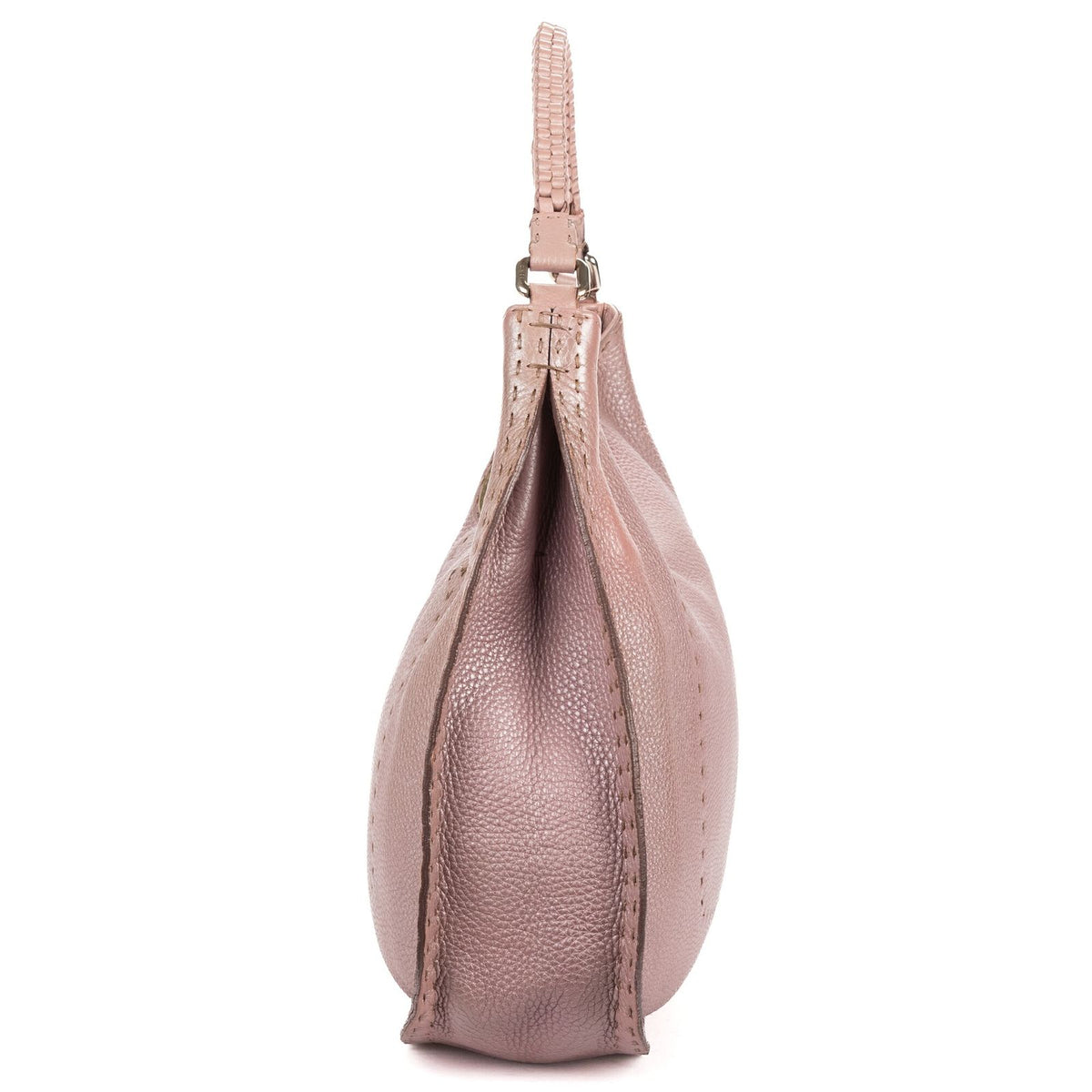 Fendi Selleria Zip Hobo Metallic Purple Grain Calfskin Leather — view 3