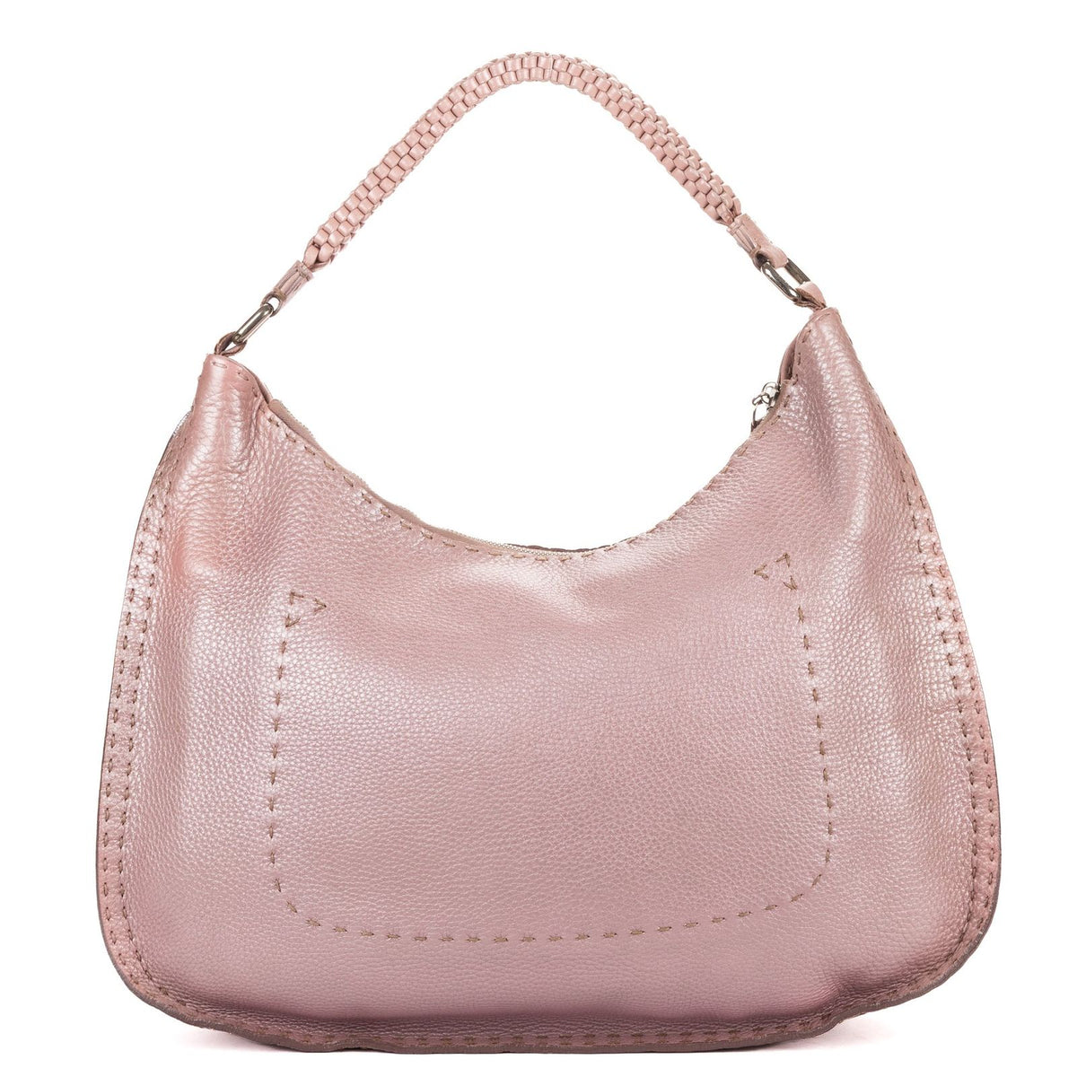 Fendi Selleria Zip Hobo Metallic Purple Grain Calfskin Leather — view 5
