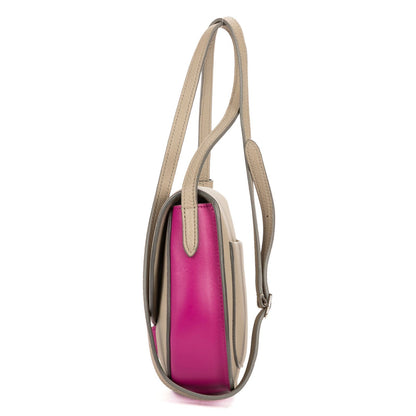 Celine Mini Bicolor Trotteur Cross Belt Bag Gray Pink Grain Calfskin Leather — view 3