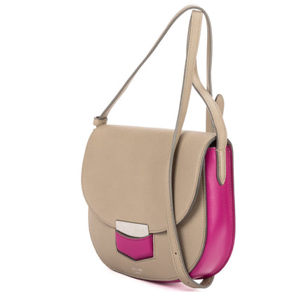 Celine Mini Bicolor Trotteur Cross Belt Bag Gray Pink Grain Calfskin Leather — view 2
