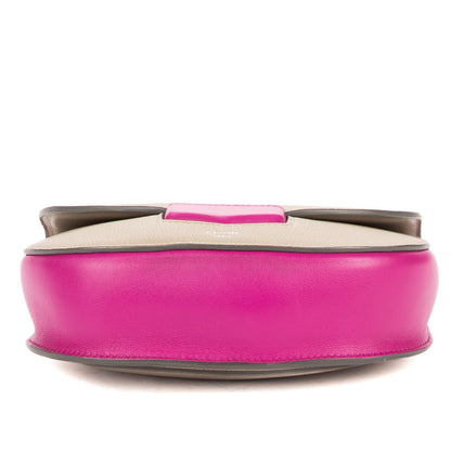 Celine Mini Bicolor Trotteur Cross Belt Bag Gray Pink Grain Calfskin Leather — view 6