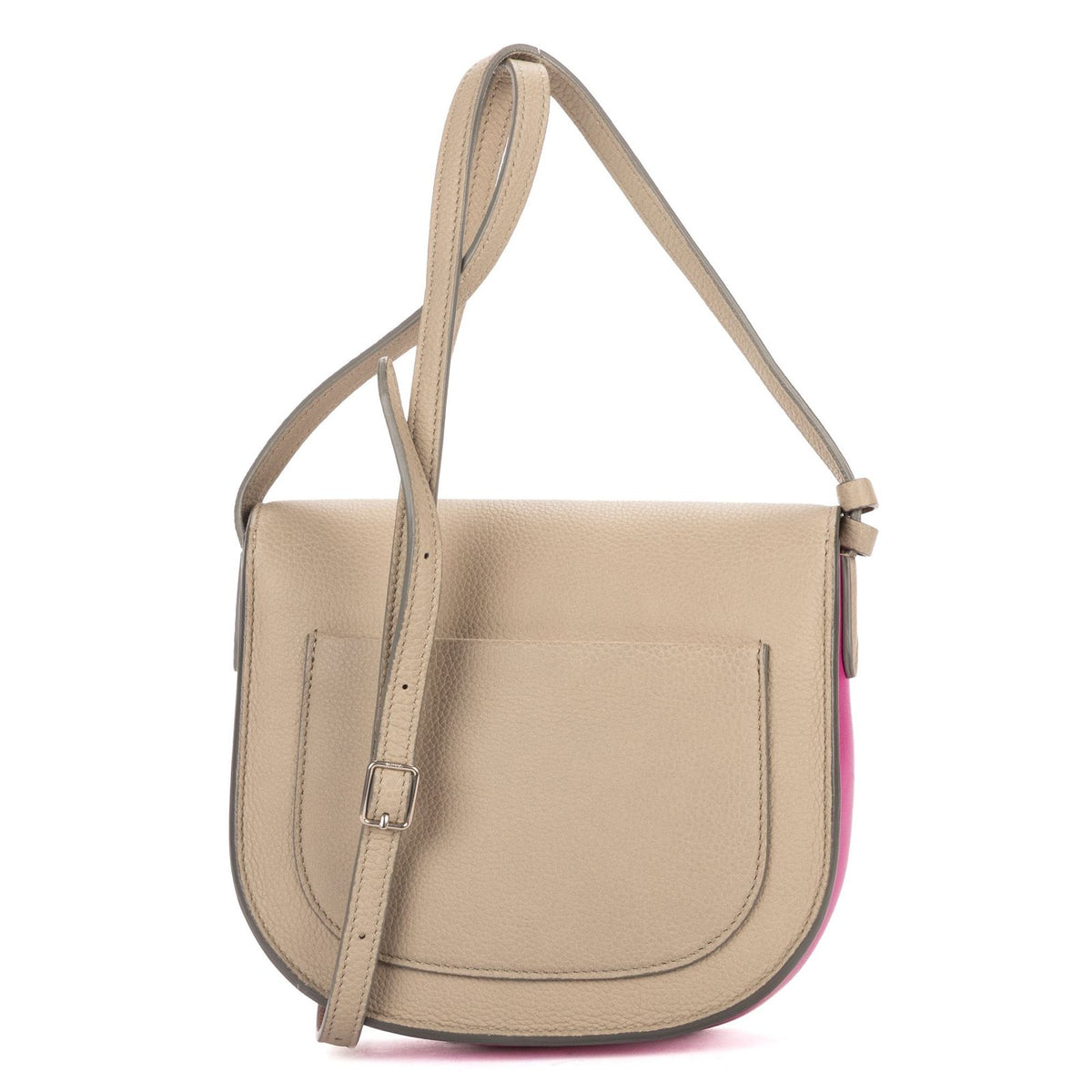 Celine Mini Bicolor Trotteur Cross Belt Bag Gray Pink Grain Calfskin Leather — view 5